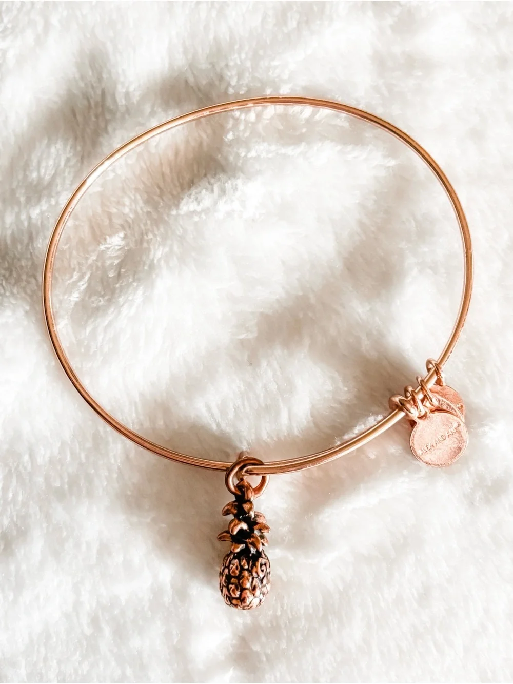 Alex and Ani Pineapple Charm Expandable Bangle Bracelet - Rose Gold